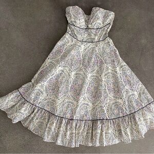 Strapless Ivory Floral A-Line Dress